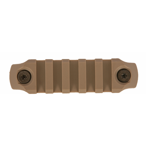 Bravo Company USA KeyMod Picatinny Rail Section in tan, featuring lightweight polymer design and snag-resistant profile.
